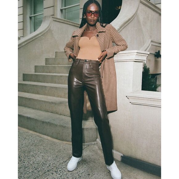 Abercrombie & Fitch Vegan Leather The 90's Straight Ultra High Rise sz 27/4s - Picture 3 of 11